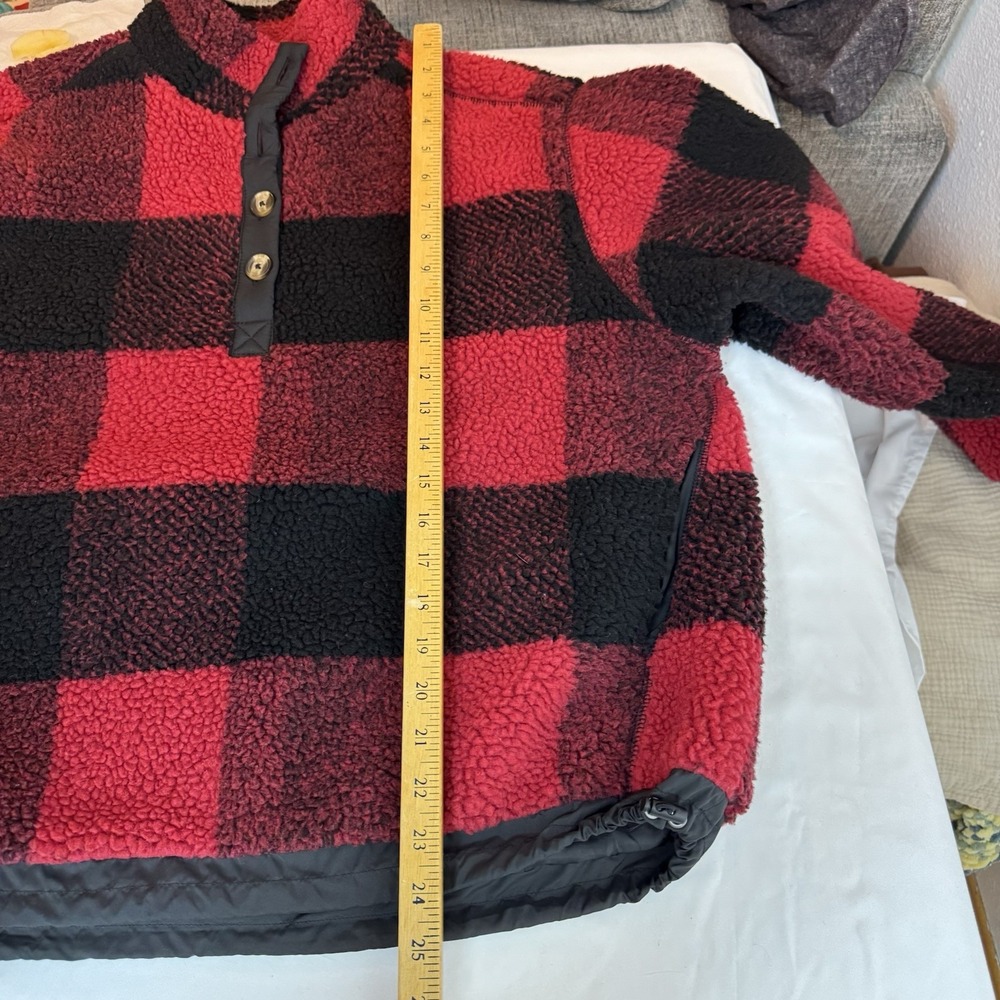 American Eagle Buffalo Plaid‎ Jacket Women's XS Popover Sweater Winter Christmas - Picture 10 of 12
